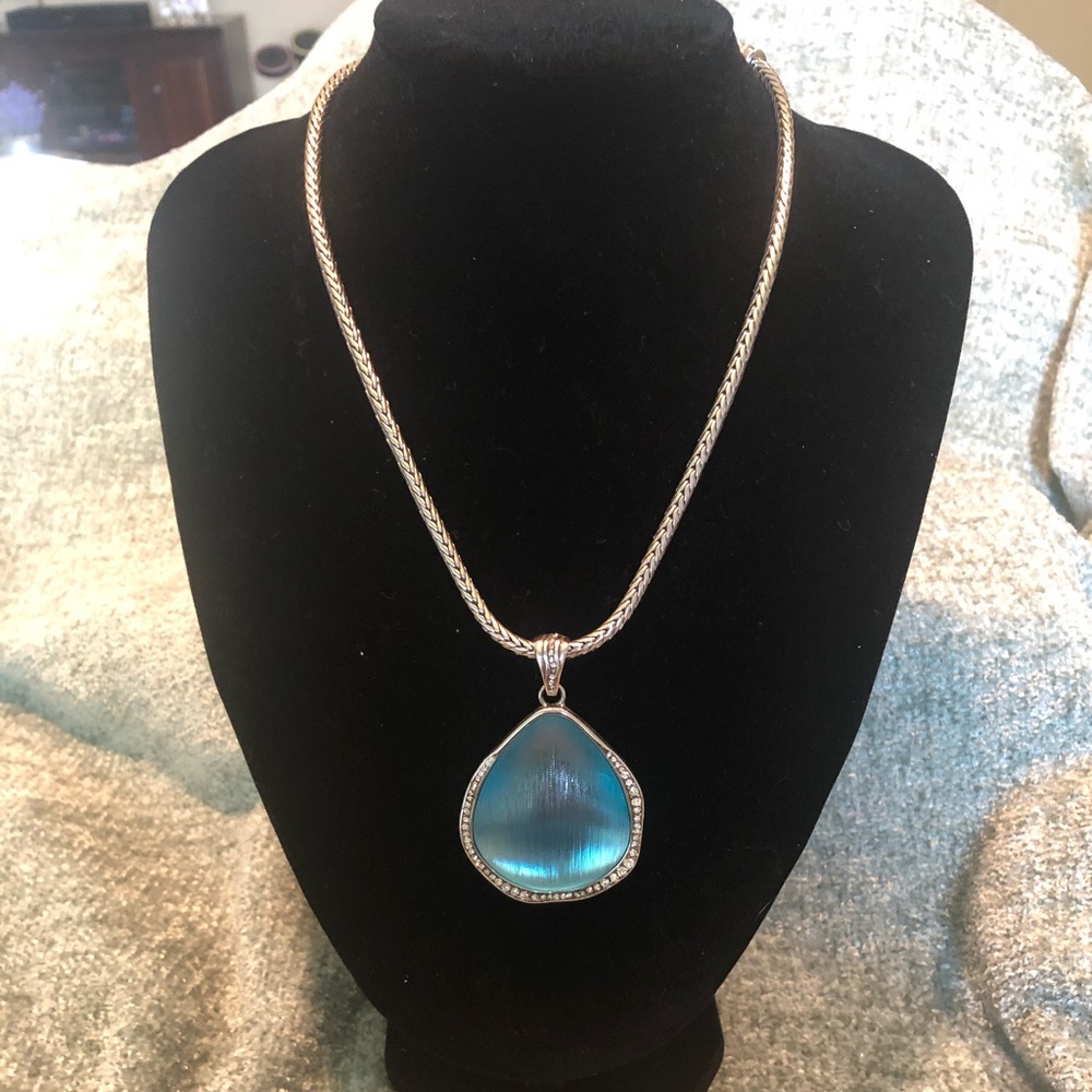 Brighton Silver Necklace with Aqua Pendant